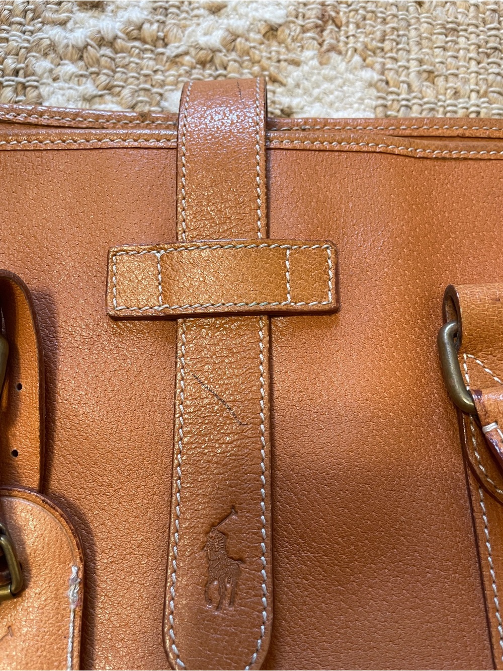 Vintage Brown  Polo Ralph Lauren Heritage tumbled leather tote - Picture 13 of 14